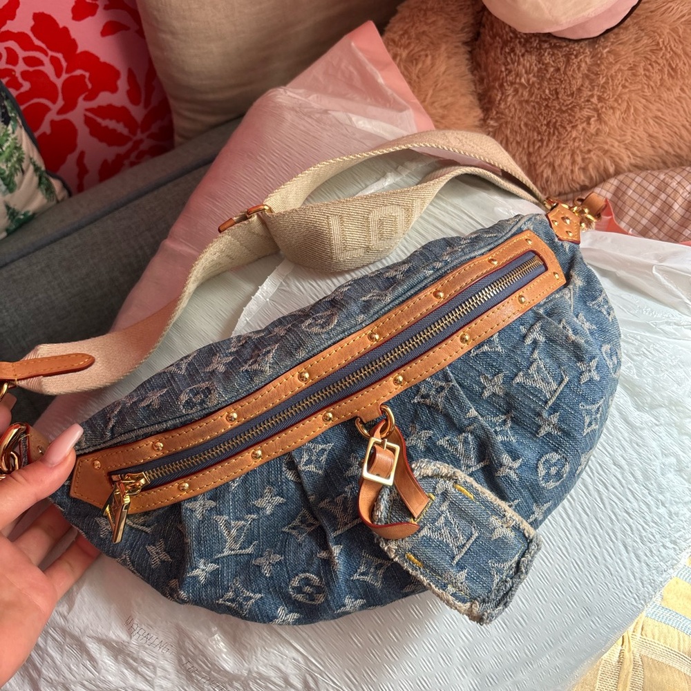 Louis Vuitton Denim Bum Bag Crossbody Bag with Monogram